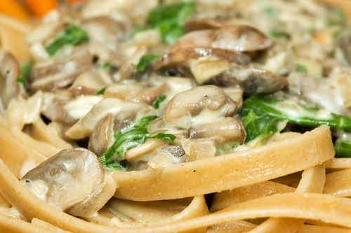 Photo of Mushroom, Cheese and Spinach Sauce on Pasta