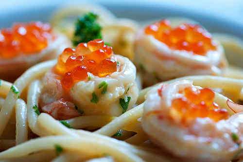 Photo of Shrimp in Cream Sauce over Pasta