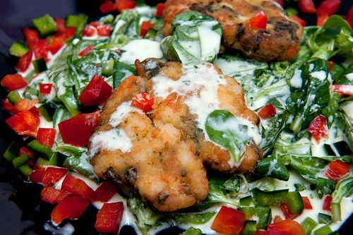 Photo of Shrimp Cakes on a Lamb's Lettuce Salad Photo of Shrimp Cakes on a Lamb's Lettuce Salad