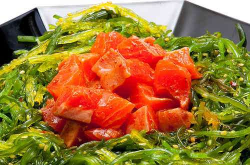 Photo of Spicy Salmon on Seaweed Salad